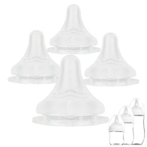 Baby Bottle Nipple for Gulicola Natural Glass Bottle,Size S Soft Silicone Nipples,1m+,Slow Flow, 4 Count