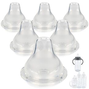 حلمات كأس Sippy لكأس Sippy النشط وكأس المتعلم ، تدفق متغير ، حلمة استبدال السيليكون ، 6+ شهور ، 6 عدد