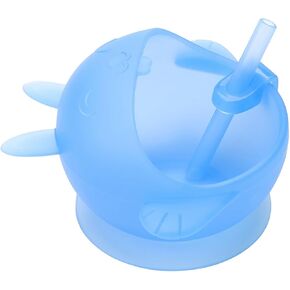 KUHU Adorable Silicone Suction Bowl with Straw for Kids, Babies and Toddlers - baby soup bowl with handles | Food grade Soft Safe BPA-free Silicone Cereal Bowl for Children (Ocean Abyss)