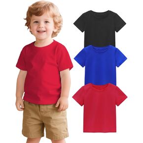 3 Pack Baby Boys Short Sleeve Cotton T-Shirts Toddler Boy Clothes Tee Size 18M-5T