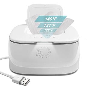 2024 Upgraded Baby Wipe Warmer w Light, USB Powered Wet Wipes Dispenser Warmer w Pop-Up Holder, Portable Large Capacity Diaper Warmer, Adult Nursery,Newborn Essential Must Have(NO RECHARGE BATTERY IN)