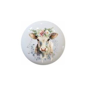 Cows and Flowers Nursery Art Cute Cow - DECORATIVE Ceramic Dresser Drawer PULLS Cabinet Cupboard KNOBS (#1)