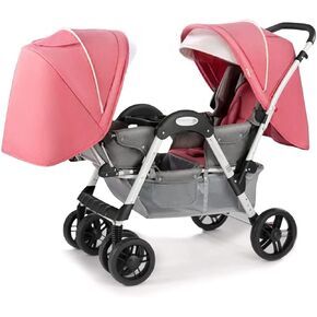 WIGSELBL Double Stroller,Baby Stroller for Twins-Cozy Compact Twin Stroller,Double Infant Stroller with Tandem Seating,Oversized Canopy,Tandem Umbrella Stroller for Girls Boys (Color : Green)