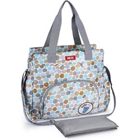 Stylish Multi-Pockets Diaper Bag Tote,Nappy Changing Bag Satchel Messenger Bag Travel Mummy Bag with Changing Mat