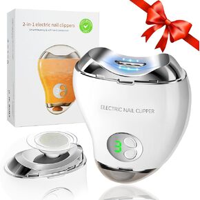 Electric Nail Clippers, with LED Light and Nail File, Fingernail Clipper Storage, 3 Speeds Ideal Digital Display, USB Rechargeable Safety Nail Trimmer for Baby, Kids, Seniors, Caregivers