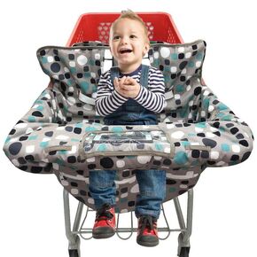 PandaEar Shopping Cart Cover for Baby, 2-in-1 Grocery Cart Seat Cover & Baby Highchair Cover for Infant, Toddler -(Gray-Polka Dot Pattern)
