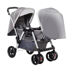 Baby Stroller for Twins-Cozy Compact Twin Stroller, Double Infant Stroller with Tandem Seating,Oversized Canopy, Tandem Umbrella Stroller for Girls Boys (Color : Green)