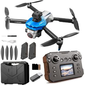 Drone With Camera For Adults 1080P, Brushless Drones With Screen On Controller, Under 249g, Beginner Drone With Intelligent Obstacle Avoidance, Altitude Hold, headless mode, One Key Take Off/Land, 360 Flips,Trajectory Flight, 2 Batteries