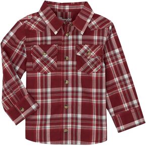 Wrangler Baby Boy Long Sleeve Red Plaid Snap Shirt