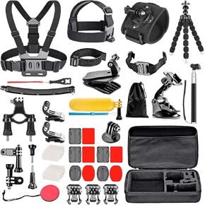 50 in 1 Action Camera Accessory Kit Compatible with Gopro Hero 12 11 10 9, DJI OSMO 4 3 2, Insta360 X3 X2 GO 3, SJCAM, DBPOWER, Campark, Sony Sports DV