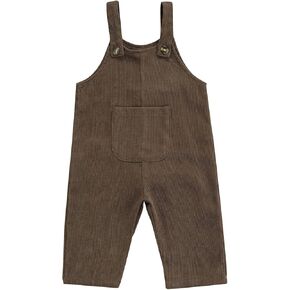 Toddler Baby Corduroy Suspender Pants Boy Girl Fall Outfits Solid Color Bib Overalls Jumpsuits with Pockets
