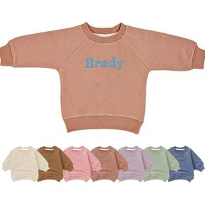 Custom Embroidered Baby Knit Sweatshirt with Name – Warm Pullover Crewneck Sweatshirt for Infants and Toddlers