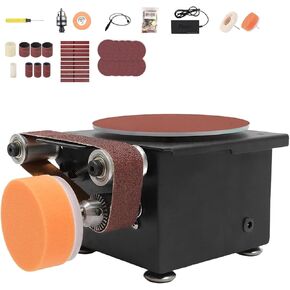 Mini Belt Disc Sander, Benchtop Sanding Machine with 6 Inch Disc and Flexible Shaft, 0-8000RPM 7 Speed Adjustable, DIY Electric Belt Sander Grinder for Metal Wood Steel Iron Working
