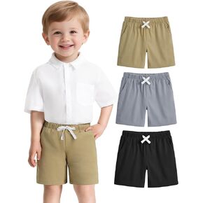 3 Pack Toddler Boys Shorts Baby Boy Summer Uniform Clothes Pull On Jogger Short Size 18M-5T