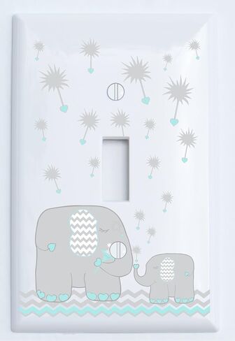 Pink Dandelion Elephant Single Toggle Light Switch Plates Covers Elephant Nursery Wall Decor (Pink Parent Single Toggle) in Saudi Arabia