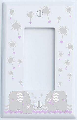 Pink Dandelion Elephant Single Toggle Light Switch Plates Covers Elephant Nursery Wall Decor (Pink Parent Single Toggle) in Saudi Arabia