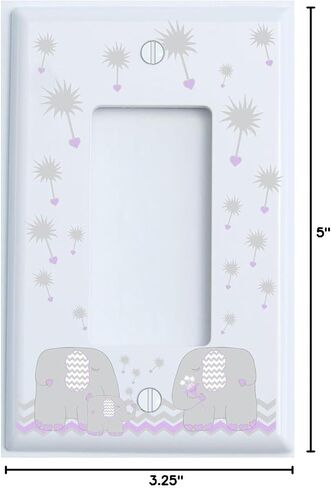Pink Dandelion Elephant Single Toggle Light Switch Plates Covers Elephant Nursery Wall Decor (Pink Parent Single Toggle) in Saudi Arabia