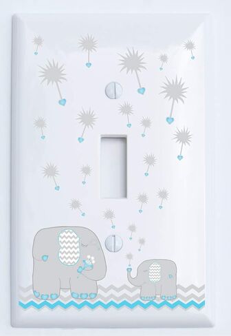Pink Dandelion Elephant Single Toggle Light Switch Plates Covers Elephant Nursery Wall Decor (Pink Parent Single Toggle) in Saudi Arabia