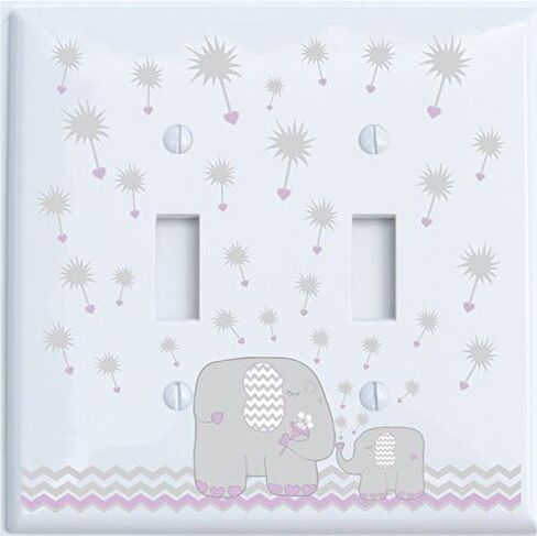 Pink Dandelion Elephant Single Toggle Light Switch Plates Covers Elephant Nursery Wall Decor (Pink Parent Single Toggle) in Saudi Arabia