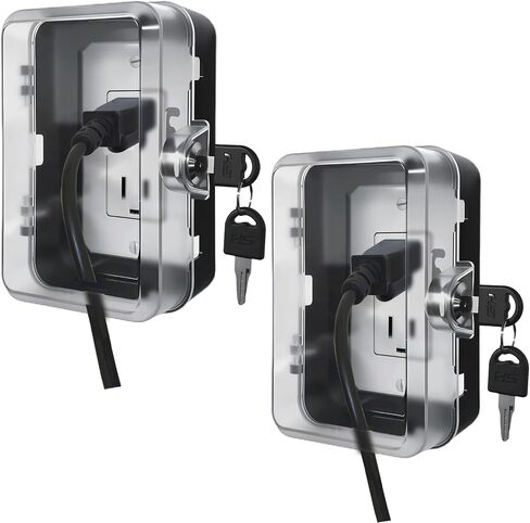 Child Proof Outlet Lock Box with 2 Durable Keys - Heavy Duty Safety Cover for Baby Proofing, Tool-Free Installation, More Space for Large Plugs Universal Fit Socket Protector (1Pack, Black) in Saudi Arabia