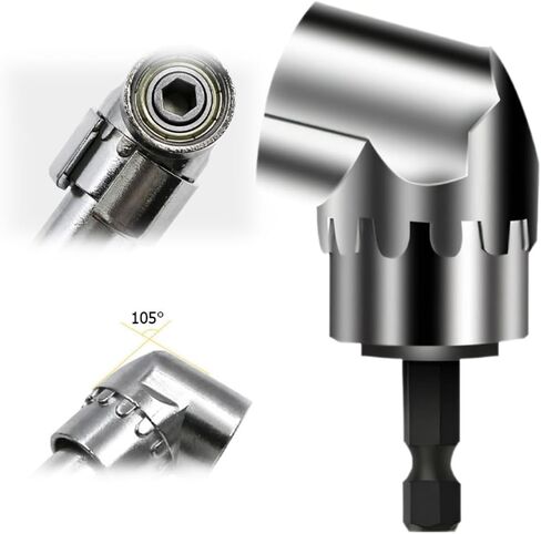 105 Degree Right Angle Adapter, New Right Angle Extension Power Screwdriver Drill Attachment, 1/4" Hex Shank Driver for Screwdriver Drill (Long+Short) in Saudi Arabia