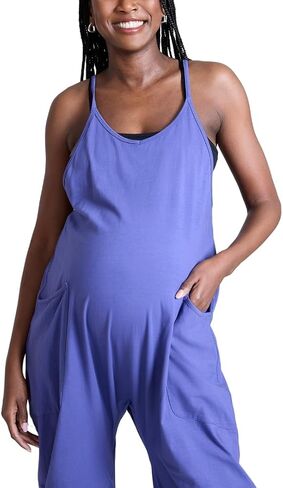 Motherhood Maternity womens Baggy Sleeveless V-neck Spaghetti Strap Lounge Casual Pocket Pregnancy Jumpsuit in Saudi Arabia
