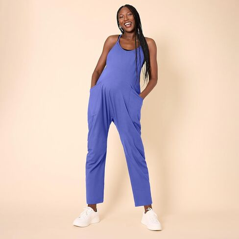 Motherhood Maternity womens Baggy Sleeveless V-neck Spaghetti Strap Lounge Casual Pocket Pregnancy Jumpsuit in Saudi Arabia
