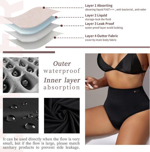Period Swimwear Bikini - Leakproof Menstrual Swim Bottoms UPF 50+, Waterproof Swimsuit, for Women, Girls, Teens in Saudi Arabia