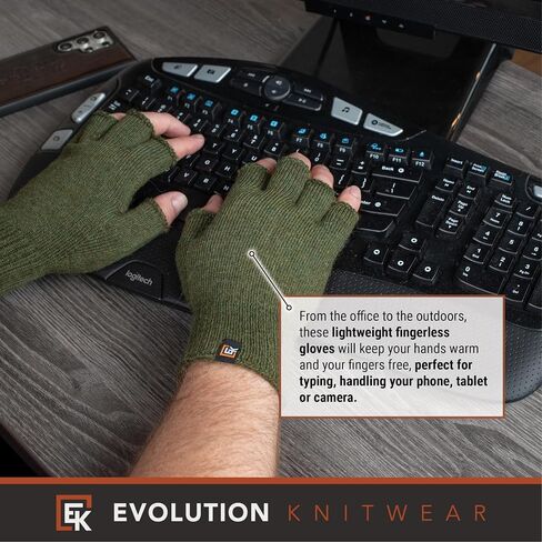 Evolution Knitwear Alpaca Knit Fingerless Gloves - Super Soft Baby Alpaca - Made in the USA - Large in Saudi Arabia