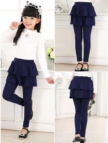 Kid Girls Leggings with Skirt Toddler Girl Ruffle Tutu Skirt Pant Birthday Party Little Girls School Uniform Pants in Saudi Arabia