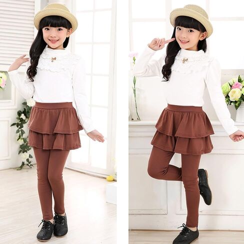Kid Girls Leggings with Skirt Toddler Girl Ruffle Tutu Skirt Pant Birthday Party Little Girls School Uniform Pants in Saudi Arabia