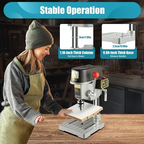 Mini Drill Press 340W Benchtop Drilling Machine 3-Speed Adjustable Small Table Driller Portable Jewelry Metal Drill Press Wood Drilling Machine Electric Table Top Drill Press in Kuwait