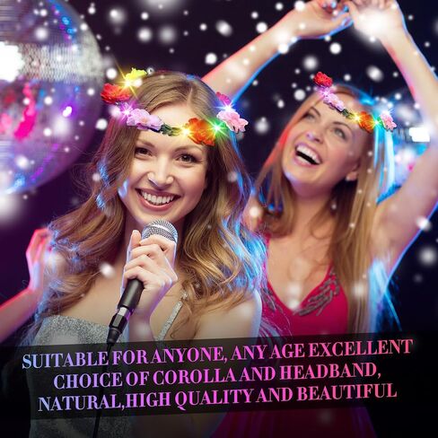 50 Pcs LED Flower Crown Headband Light Up Fairy Flower Hair Jewelry Multi-color Floral Headpiece Wreath Headdress Hair Wreath for Women Girl Hair Styling Wedding Birthday Party Holiday (Rose) in Saudi Arabia