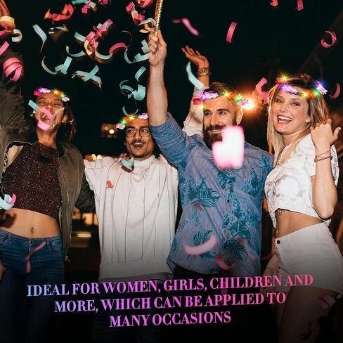 50 Pcs LED Flower Crown Headband Light Up Fairy Flower Hair Jewelry Multi-color Floral Headpiece Wreath Headdress Hair Wreath for Women Girl Hair Styling Wedding Birthday Party Holiday (Rose) in Saudi Arabia