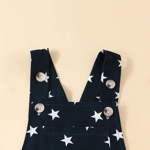 Toddler Baby Boy Girl 4th of July Outfit American Flag Overalls Pocket Suspender Romper Kids Patriotic Day Jumpsuits in Saudi Arabia
