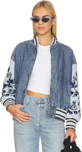 جاكيت Free People Team Spirit أزرق حجري MD (سيدات 8-10) in Saudi Arabia