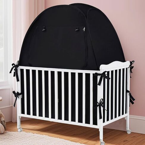 Akiky Blackout Tent Crib يطفئ خيمة Mini Mini Crib و Pack n Play Tent Trent Travel Crib ، غطاء سرير المظلة ، وجراب النوم للأطفال الصغير in Saudi Arabia