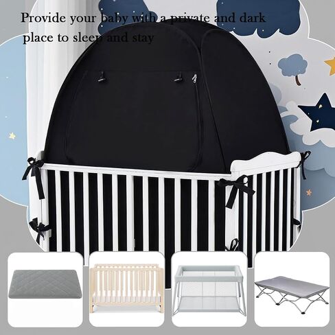 Akiky Blackout Tent Crib يطفئ خيمة Mini Mini Crib و Pack n Play Tent Trent Travel Crib ، غطاء سرير المظلة ، وجراب النوم للأطفال الصغير in Saudi Arabia