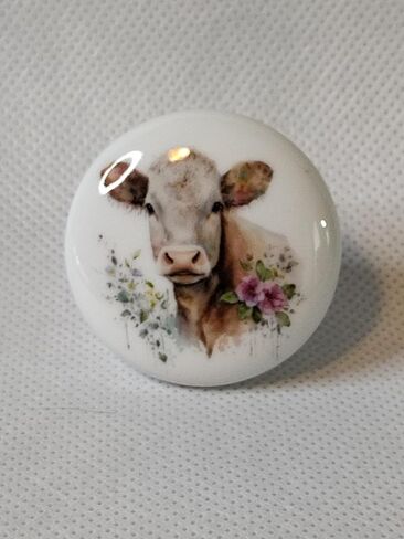 Cows and Flowers Nursery Art Cute Cow - DECORATIVE Ceramic Dresser Drawer PULLS Cabinet Cupboard KNOBS (#1) in Kuwait