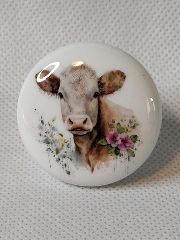 Cows and Flowers Nursery Art Cute Cow - DECORATIVE Ceramic Dresser Drawer PULLS Cabinet Cupboard KNOBS (#1) in Kuwait