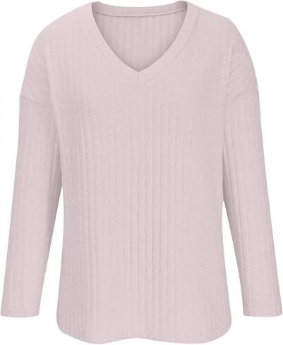 Women 2 Piece Lounge Pajamas Sets Casual Ribbed Knit Set Matching Lounge Sets Long Sleeve Top Pants Sets Fall Outfits in Saudi Arabia