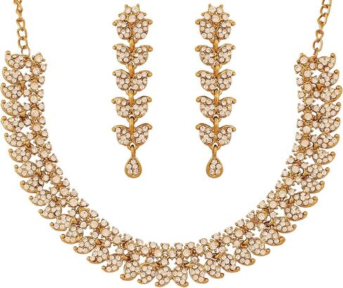 Touchstone NEW Indian Bollywood Paisley Floral Workmanship Traditional Yet Modern Faux Black Onyx Designer Jewelry Necklace Set In Antique Gold Tone For Women in Saudi Arabia