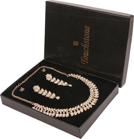 Touchstone NEW Indian Bollywood Paisley Floral Workmanship Traditional Yet Modern Faux Black Onyx Designer Jewelry Necklace Set In Antique Gold Tone For Women in Saudi Arabia