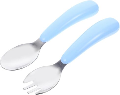 1 Set Dining Utensil Ergonomic Fork and Spoon for Safe Lightweight Easy to Clean for Home and School Use Comfortable Grip for Boys in Saudi Arabia