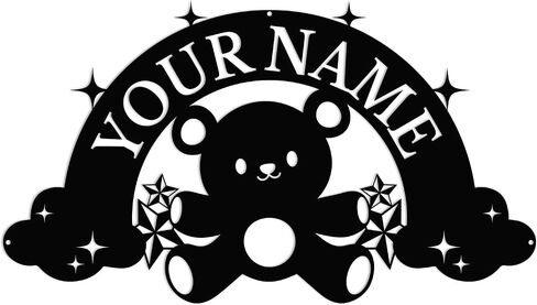 Personalized Toys Childlike Fun Name metal Signs,Custom Shed Metal Wall Decor,Black Metal Wall Art Decor,Home Metal Signs Plaques,Outdoor wall Decorative Signage (Teddy bear) in Saudi Arabia