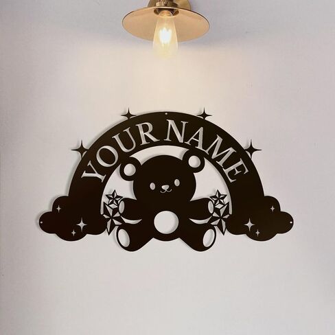 Personalized Toys Childlike Fun Name metal Signs,Custom Shed Metal Wall Decor,Black Metal Wall Art Decor,Home Metal Signs Plaques,Outdoor wall Decorative Signage (Teddy bear) in Saudi Arabia
