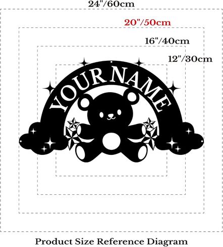 Personalized Toys Childlike Fun Name metal Signs,Custom Shed Metal Wall Decor,Black Metal Wall Art Decor,Home Metal Signs Plaques,Outdoor wall Decorative Signage (Teddy bear) in Saudi Arabia