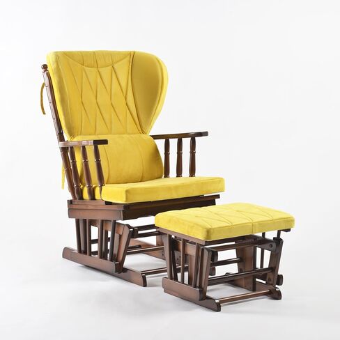 Comfort Deluxe Glider Chair and Ottoman Set (Greenish Yellow) in Saudi Arabia