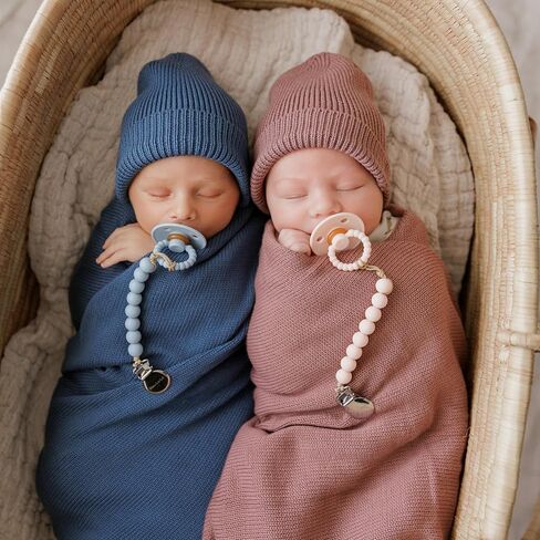 Luxe Collection 100% Organic Luxury Knit Baby Blanket + Hat Set (Blush Pink) in Kuwait