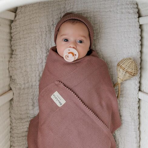 Luxe Collection 100% Organic Luxury Knit Baby Blanket + Hat Set (Blush Pink) in Kuwait